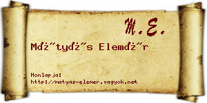 Mátyás Elemér névjegykártya